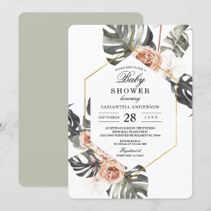 Elegante Orchideen- und Rosen-Aquarell-Rahmen Einladung