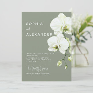 Elegante Orchideen-Wasserfarben-Hochzeitseinladung Einladung