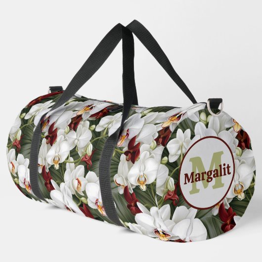Elegante Orchids Blume Blumenstrauß Duffle Bag (Linke Ecke)
