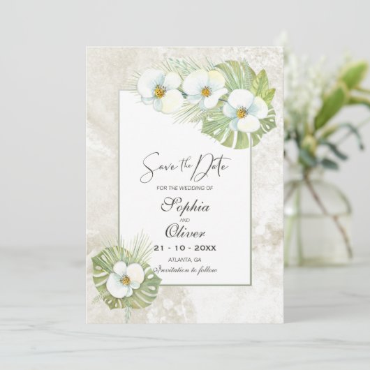 Elegante Orchids Blumenhochzeit speichern das Datu Save The Date (Stehend Vorderseite)