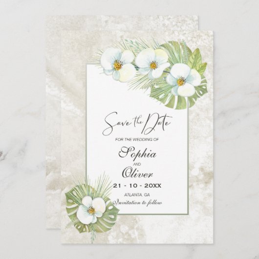Elegante Orchids Blumenhochzeit speichern das Datu Save The Date (Vorne/Hinten)