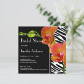 Elegante Orchids Zebra Print Brautparty Einladunge Einladung (Stehend Vorderseite)