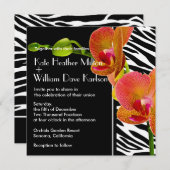 Elegante Orchids Zebra Print Wedding Einladungen (Vorne/Hinten)