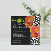 Elegante Orchids Zebra Print Wedding Einladungen (Stehend Vorderseite)