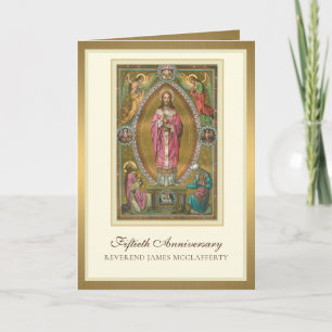 Elegante Ordination zum 50. Priesterjubiläum Jesus Karte