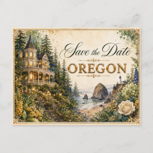 Elegante Oregon Save-the-Date-Hochzeits-Einladung Postkarte
