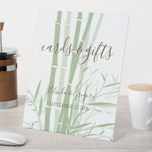Elegante Oriental Bamboo Hochzeitskarte & Geschenk Sockelschild (In Situ)