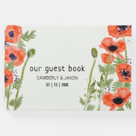 Elegante Oriental Orange Poppy Blume Gästebuch