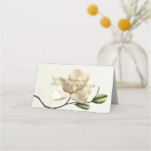 Elegante Oriental White Magnolia Klappgedeckte Pla Platzkarte (Rückseite)