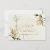 Elegante Oriental White Magnolia Wedding RSVP Card Einladung (Vorderseite)