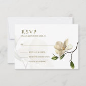 Elegante Oriental White Magnolia Wedding RSVP Card Einladung (Rückseite)