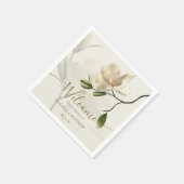Elegante Oriental White Magnolia Wedding Serviette (Ecke)