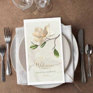 Elegante Oriental White Magnolia Wedding Serviette