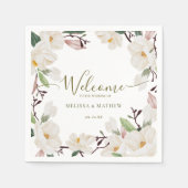 Elegante Oriental White Magnolia Wedding Serviette (Vorderseite)