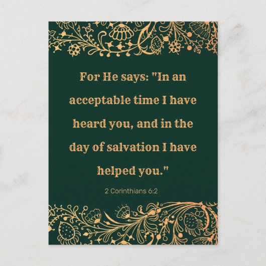 Elegante orientalische Golden Green Pattern Bibel Postkarte (Vorderseite)