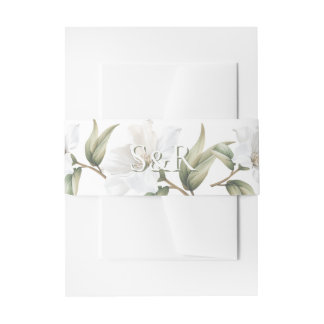 Elegante orientalische weiße Magnolien-Hochzeit Einladungsbanderole