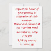 Elegante Origami Hochzeits-Party Einladung (Rückseite)