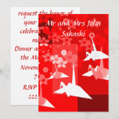 Elegante Origami Hochzeits-Party Einladung (Vorne/Hinten)