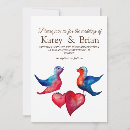 Elegante , Original Love birds Wedding Card Einladung (Vorderseite)