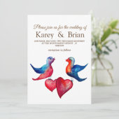Elegante , Original Love birds Wedding Card Einladung (Stehend Vorderseite)