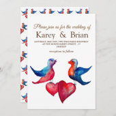 Elegante , Original Love birds Wedding Card Einladung (Vorne/Hinten)