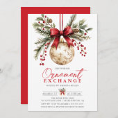 Elegante Ornament Exchange Einladung (Vorne/Hinten)