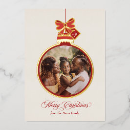 Elegante Ornament Frohe Weihnachten Rotes Gold Fot Folien Feiertagskarte