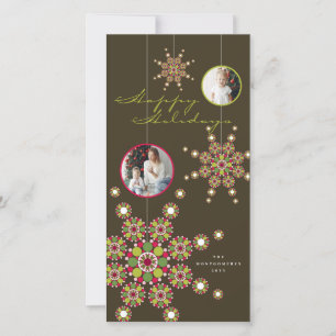 Elegante Ornament Stars Frohes Holidays Foto Feiertagskarte