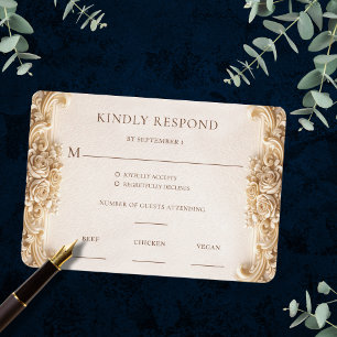 Elegante ornamentale goldene florale RSVP-Antwortk RSVP Karte
