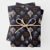 Elegante Ornamente aus Champagnerrot und Marinebla Geschenkpapier Set (Beispiel)