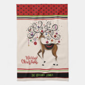 Elegante Ornamente Weihnachts Rentier Personalisie Geschirrtuch (Vertikal)