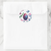 Elegante Oster-Ei-Botanik-Kunst Runder Aufkleber (Tasche)