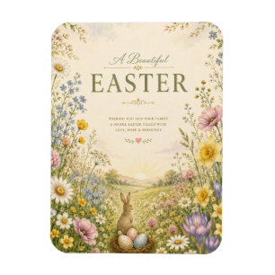 Elegante Oster-Grüße mit Wildblumen, Florales Desi Magnet