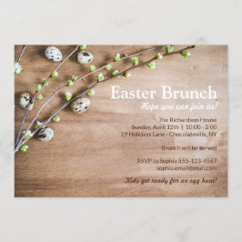 Elegante Osterfeier Rustikale Frühlingsblüten Eier Einladung