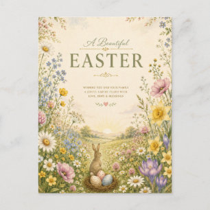 Elegante Ostergrüße mit Wildblumen, Florales Desig Postkarte