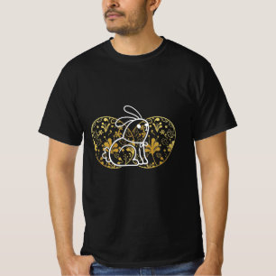 Elegante Osterhase mit Goldener Herz T-Shirt