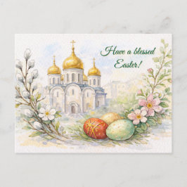 Elegante Osterkirche Aquarell Postkarte