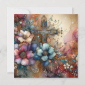 Elegante Osterkreuz Blume Christlich Feiertagskarte (Vorderseite)