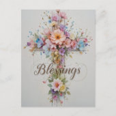 Elegante Ostersegmente mit Flora-Kreuz Postkarte (Vorderseite)