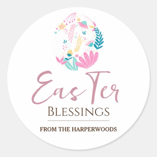 Elegante Ostersegmente Ostereier Familie Runder Aufkleber (Vorderseite)