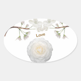 Elegante Oval-Hochzeitsticker für Flora und Fauna Ovaler Aufkleber