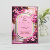 Elegante Oval Pink-Wildblumen Einladung (Stehend Vorderseite)