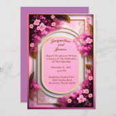 Elegante Oval Pink-Wildblumen Einladung (Vorne/Hinten)