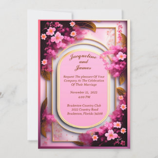 Elegante Oval Pink-Wildblumen Einladung