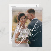 Elegante Overlay Script Wedding Danke Foto Postkarte (Vorne/Hinten)