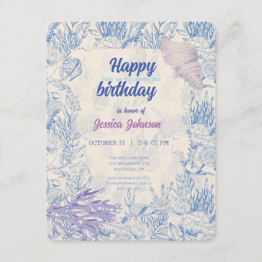 Elegante ozeanblaue Kapselkarte Begleitkarte (Vorderseite)