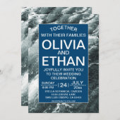 Elegante ozeanblaue Wellen Hochzeitsfeiern Einladung (Vorne/Hinten)