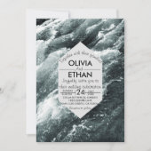 Elegante ozeanblaue Wellen Hochzeitsfeiern Einladung (Vorderseite)
