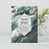 Elegante ozeanblaue Wellen Hochzeitsfeiern Einladung (Stehend Vorderseite)