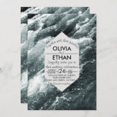 Elegante ozeanblaue Wellen Hochzeitsfeiern Einladung (Vorne/Hinten)